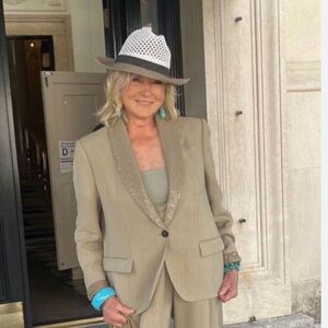 NWT Brunello Cucinelli Italy Size S Bead Monili Silver Hat white beige